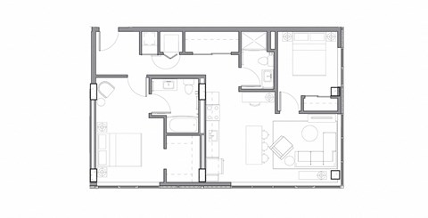 Floor plan for 2 beds, 2 baths, 1122 sqft